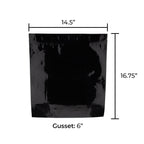 Tamper Evident | Glossy Black Vista Mylar Bags | 14.5" x 17" - 448g - 100 Count Mylar Bag Biohazard Inc   