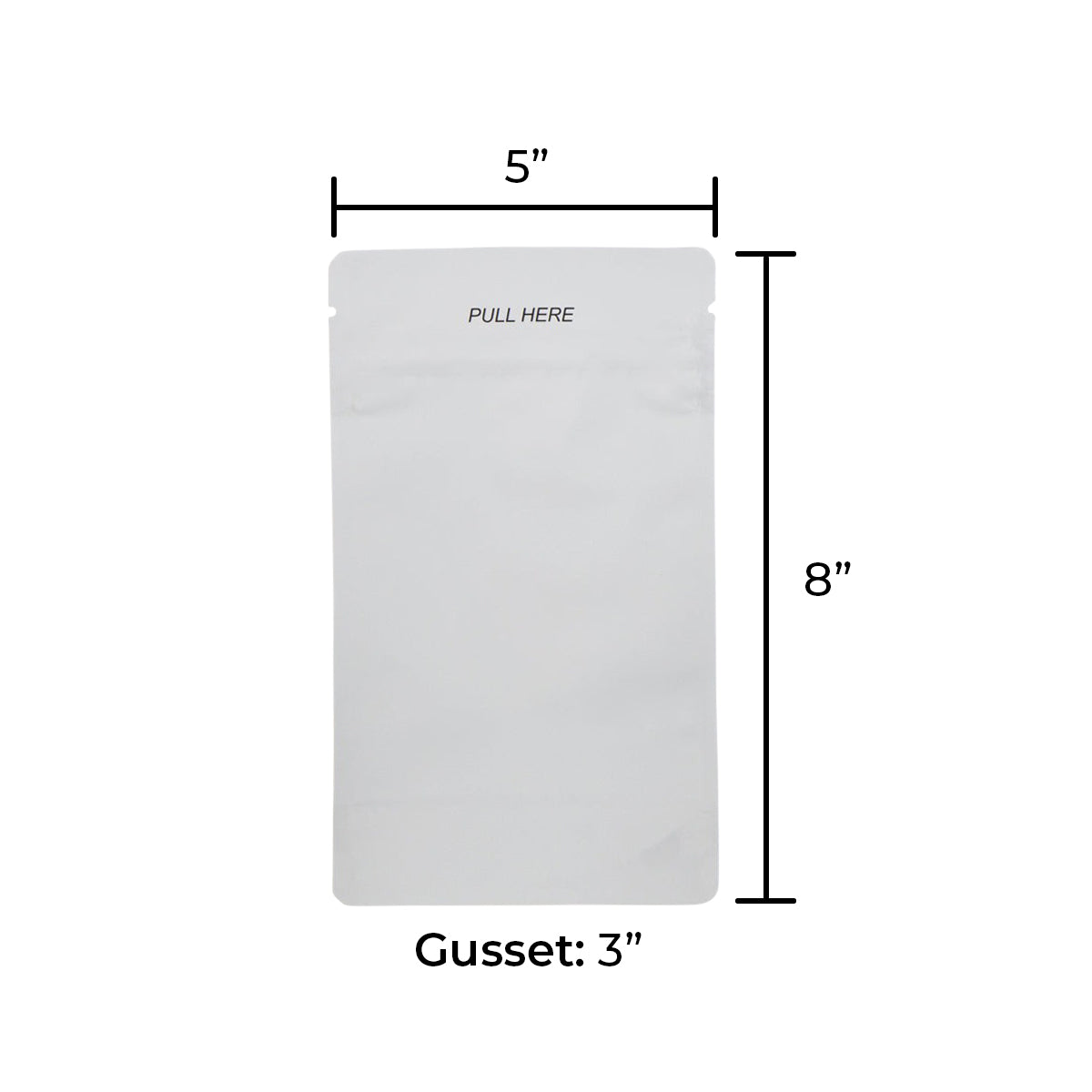 Child-Resistant | Gloss White Mylar Bags - Tear Notch | 5" x 8" - 14g - 1000 Count - Biohazard Inc
