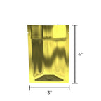 Tamper Evident | Gold Vista Mylar Bags - Tear Notch | 3" x 4" - 1g - 1000 Count - Biohazard Inc