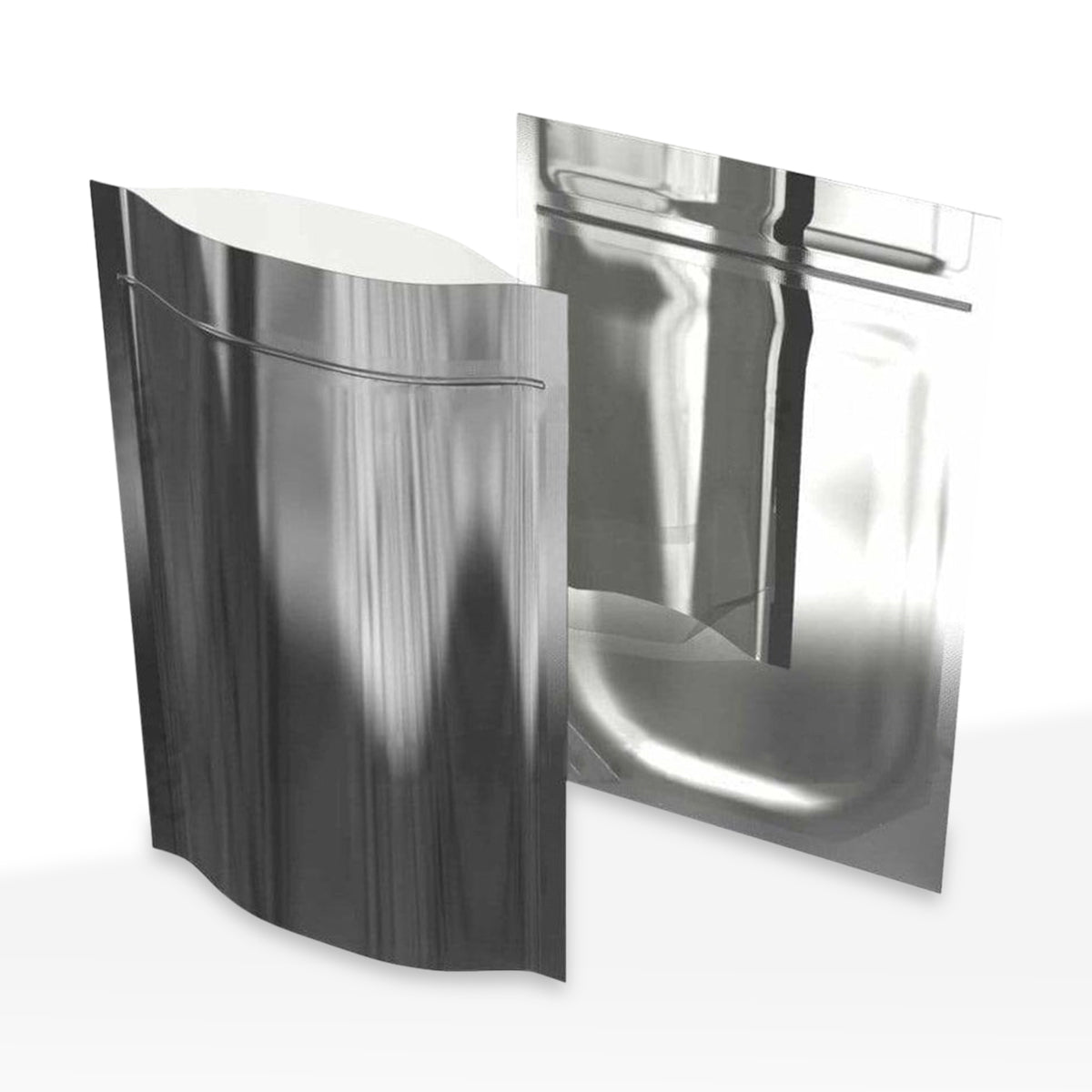 Tamper Evident | Silver Vista Mylar Bags | 5" x 8" - 14g - 1000 Count - Biohazard Inc - Tear Notch