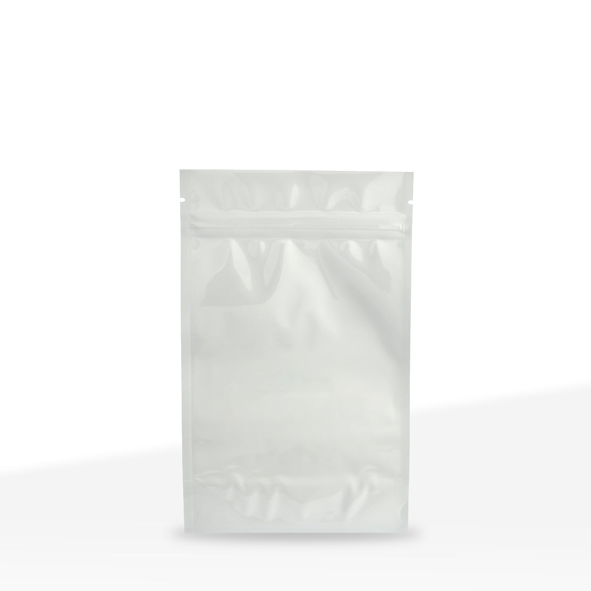 Tamper Evident | Glossy White Vista Mylar Bags w/ Tear Notch | 5" x 8" - 14g - 1000 Count - Biohazard Inc - Tear Notch