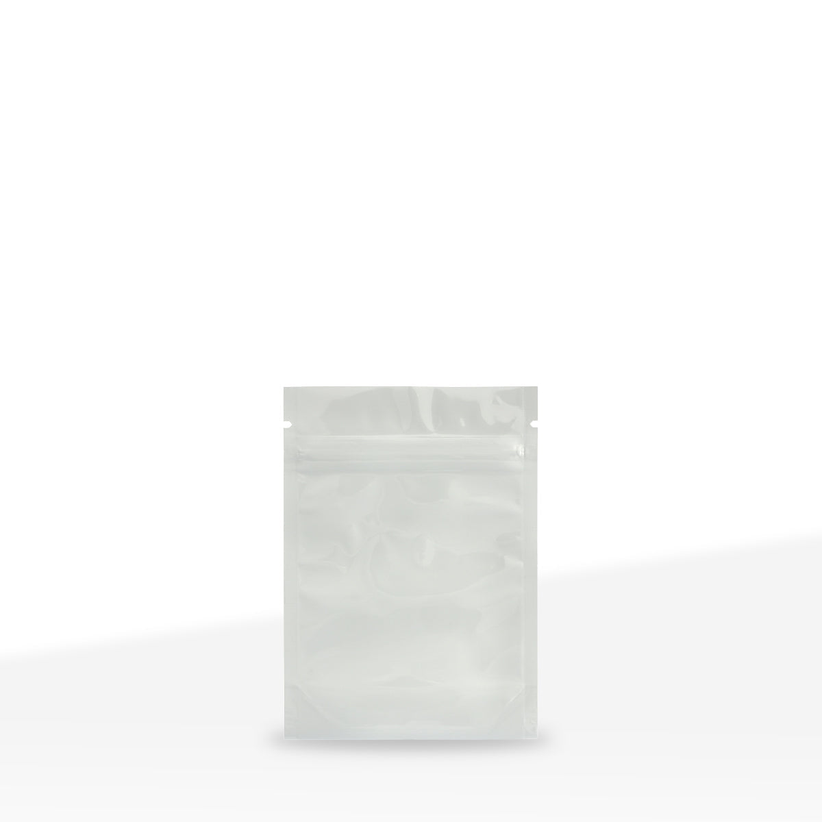 Tamper Evident | Glossy White Vista Mylar Bags | 4" x 5" - 3.5g - 1000 Count - Biohazard Inc - Tear Notch