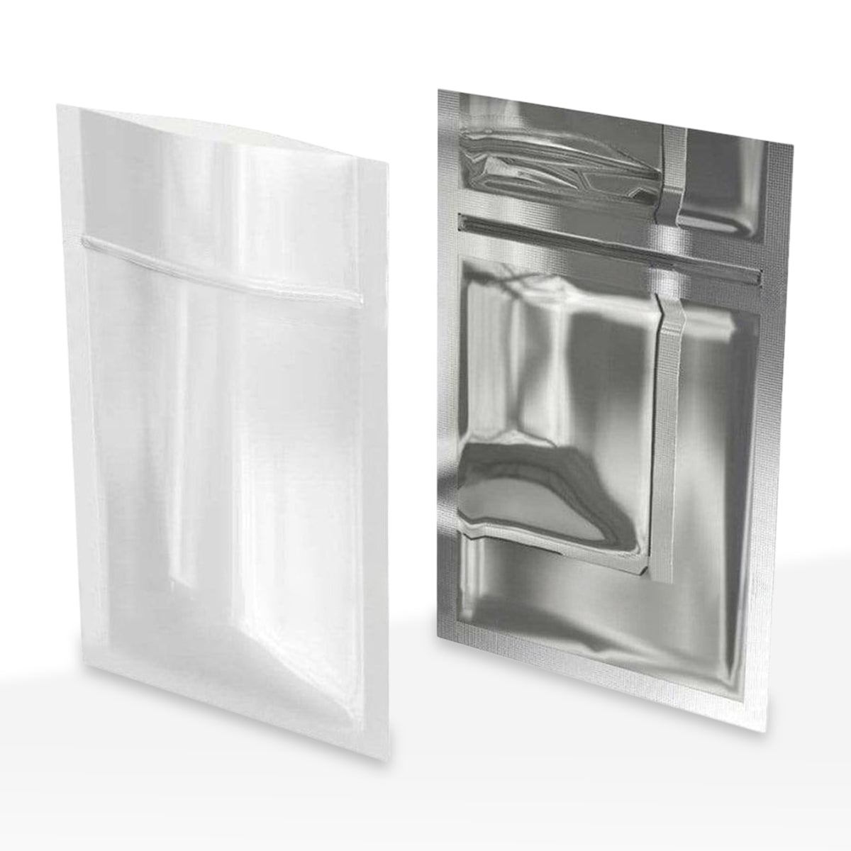 Tamper Evident | Glossy White Vista Mylar Bags | 3" x 4.5" - 1g - 1000 Count - Biohazard Inc - Tear Notch