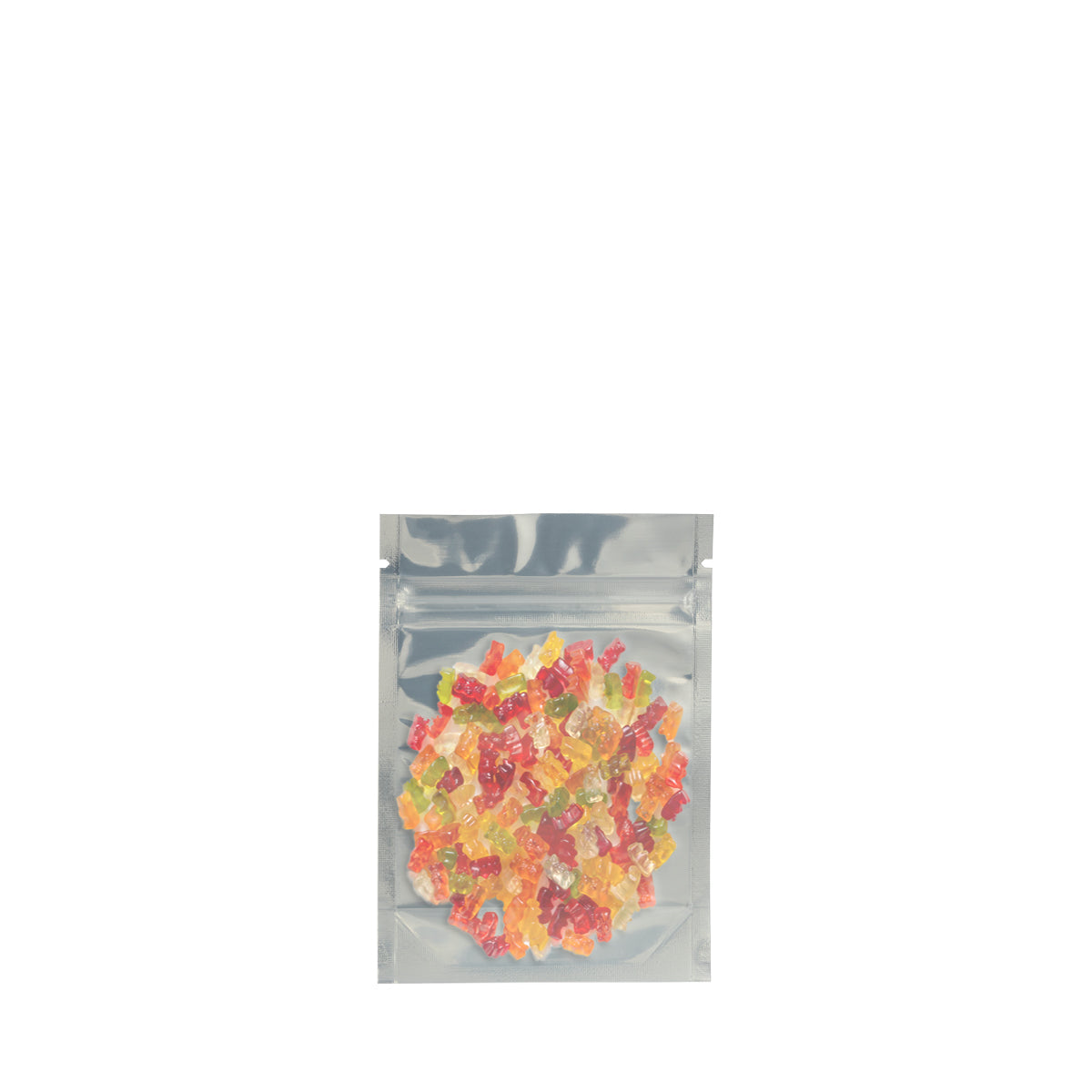 Tamper Evident | Glossy White Vista Mylar Bags | 3" x 4.5" - 1g - 1000 Count - Biohazard Inc - Tear Notch - Edibles
