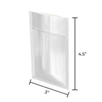 Tamper Evident | Glossy White Vista Mylar Bags | 3" x 4.5" - 1g - 1000 Count - Biohazard Inc - Tear Notch