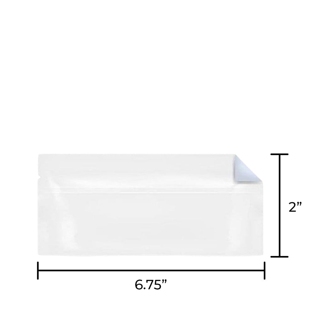 Tamper Evident | Glossy White Mylar Bags for Pre-Roll/Syringe | 6" x 2.7" - 2g - 1000 Count - Biohazard Inc - No Tear Notch - Tear Notch