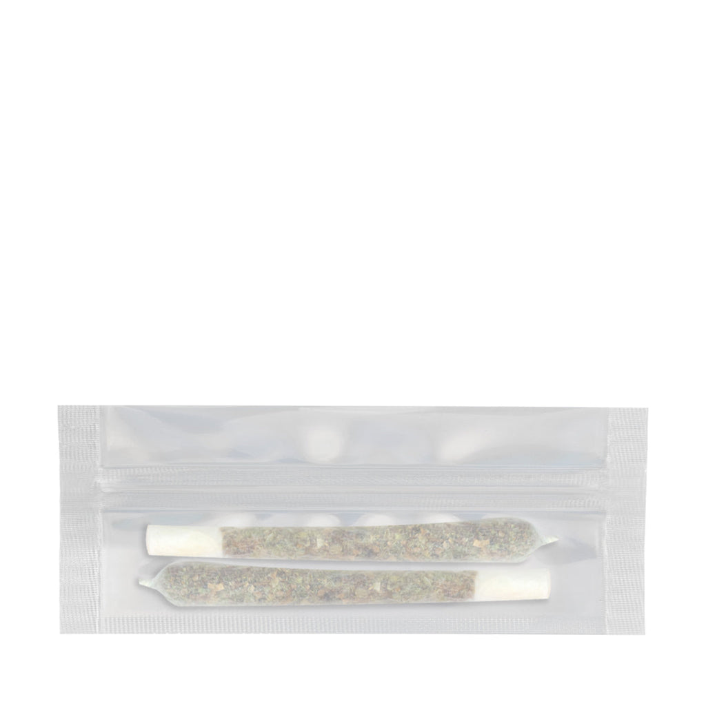 Tamper Evident | Glossy White Mylar Bags for Pre-Roll/Syringe | 6" x 2.7" - 2g - 1000 Count - Biohazard Inc - No Tear Notch - Tear Notch - Pre-Rolls
