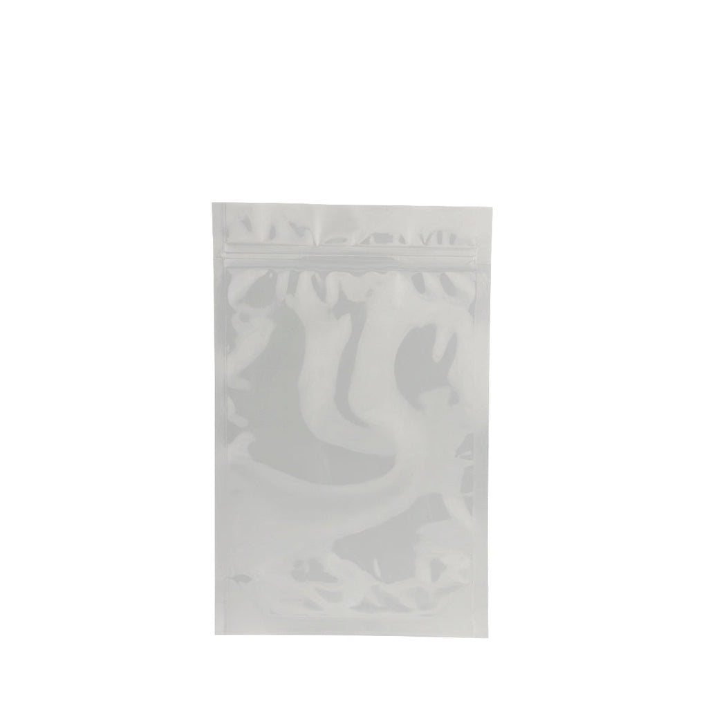 White mylar pouch without tear notch, 1 oz size, bulk flexible packaging