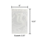 Plain white mylar packaging bag with smooth edge, 1 ounce capacity