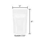 Tamper Evident | Glossy White Mylar Bags | 5" x 8" - 14g - 1000 Count - Biohazard Inc - Tear Notch - No Tear Notch