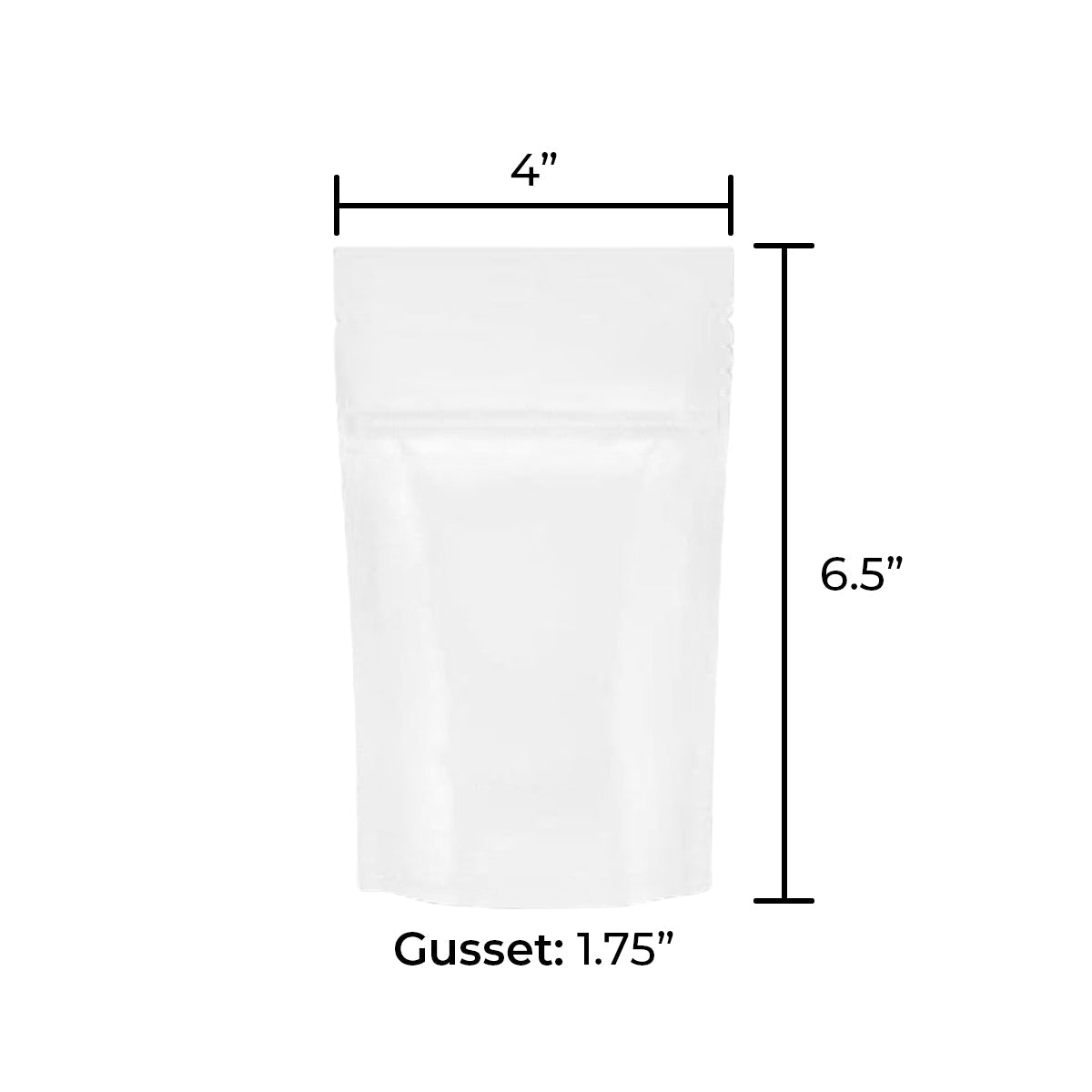 Tamper Evident | Glossy White Mylar Bags | 4" x 6.5" - 7g - 1000 Count - Biohazard Inc - Tear Notch