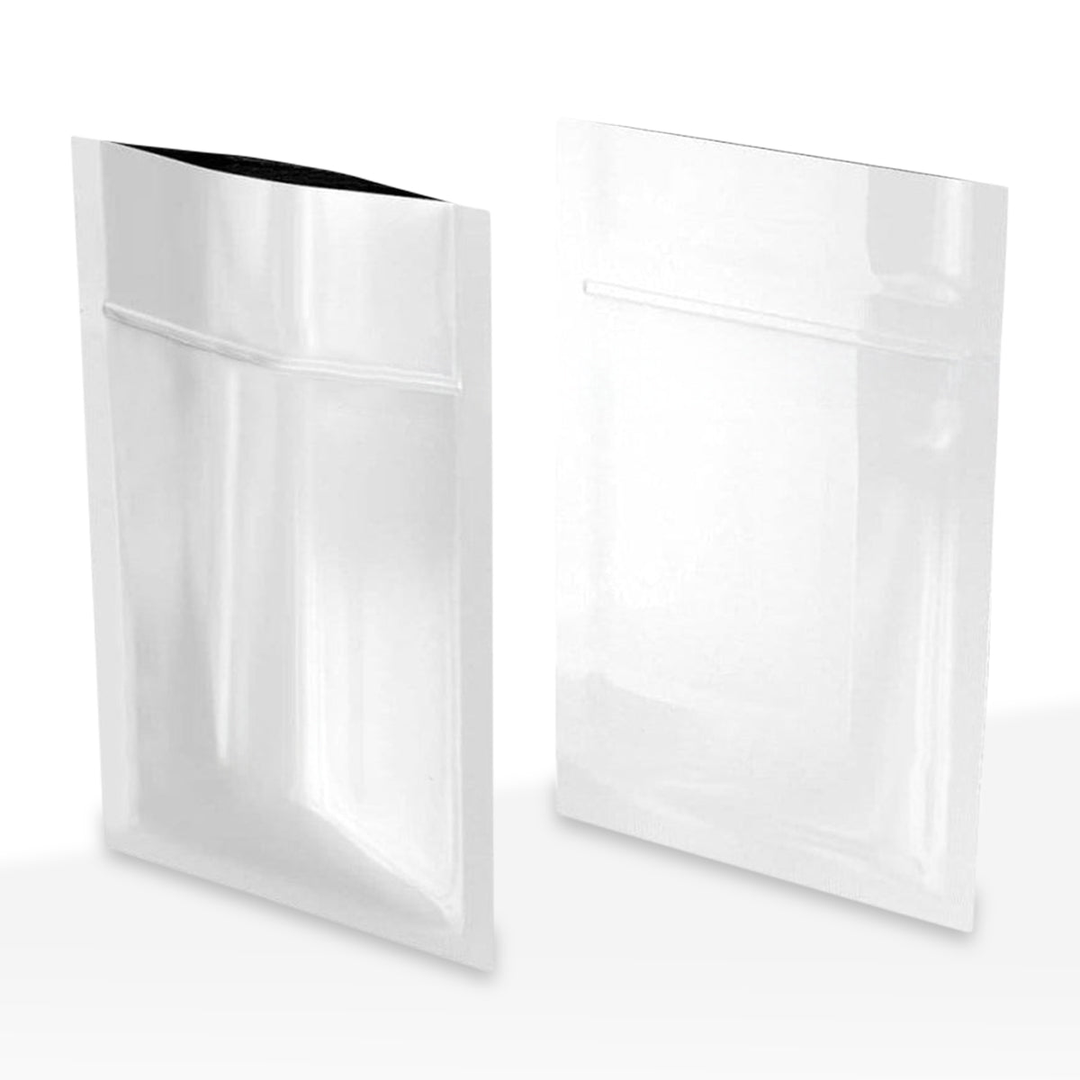 Tamper Evident | Glossy White Mylar Bags | 3" x 4.5" - 1g - 1000 Count - Biohazard Inc - No Tear Notch - Tear Notch