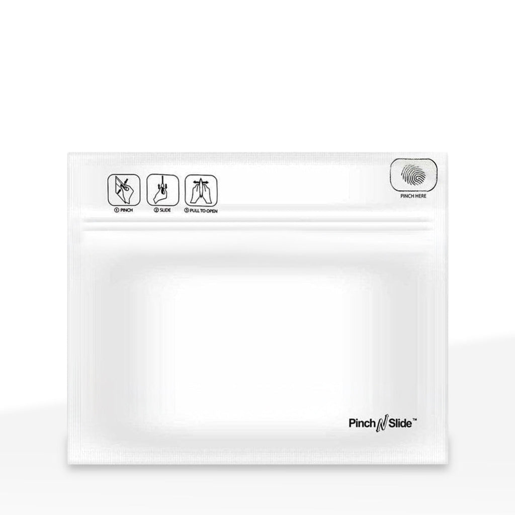 Child Resistant | Pinch N Slide White Mylar Bags | 12" x 9" - 56g - 250 Count - Biohazard Inc