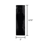 Slim black mylar packaging bag with transparent vista window