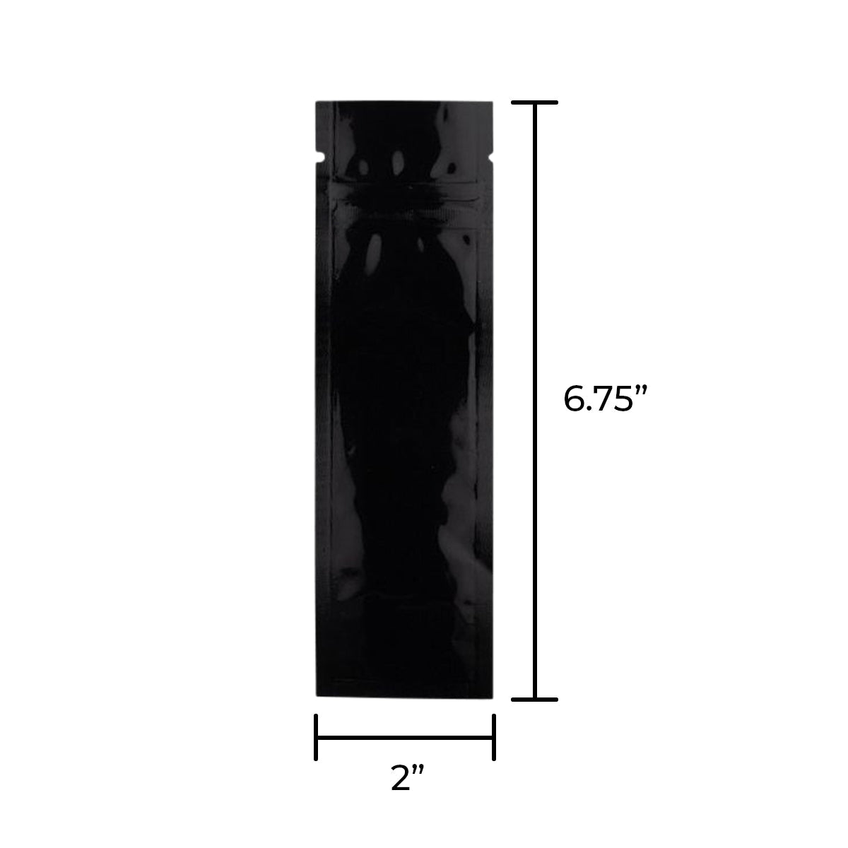Slim black mylar packaging bag with transparent vista window
