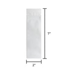 Tamper Evident | Matte White Mylar Bags for Pre-Roll/Syringe - Tear Notch | 2" x 6.75" - 2g - 1000 Count - Biohazard Inc