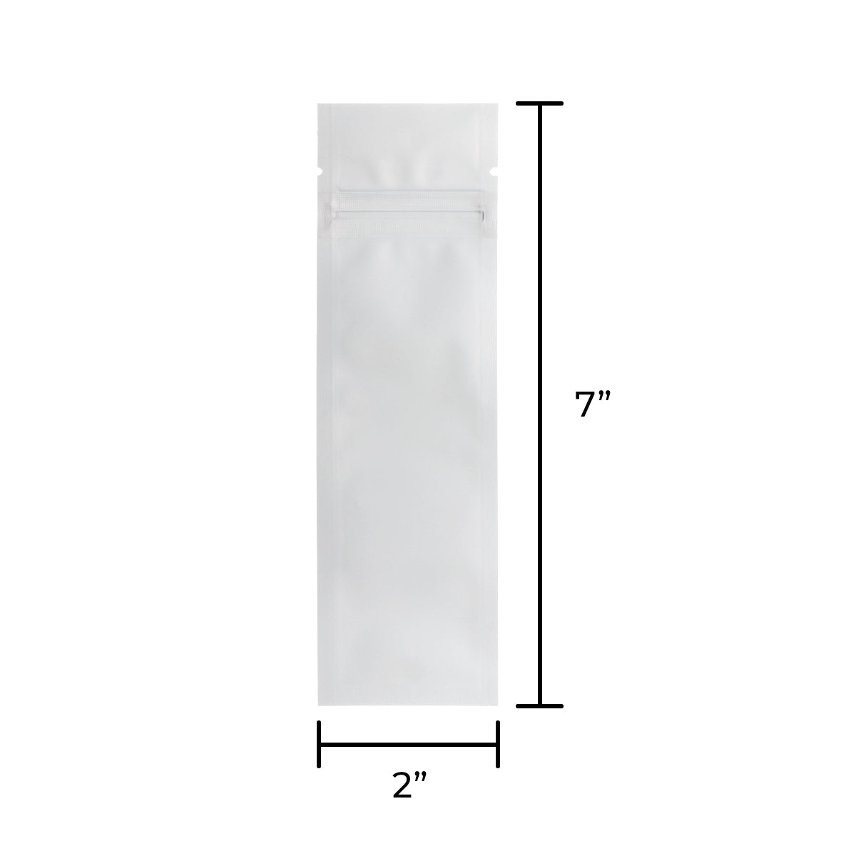 Tamper Evident | Matte White Mylar Bags for Pre-Roll/Syringe - Tear Notch | 2" x 6.75" - 2g - 1000 Count - Biohazard Inc