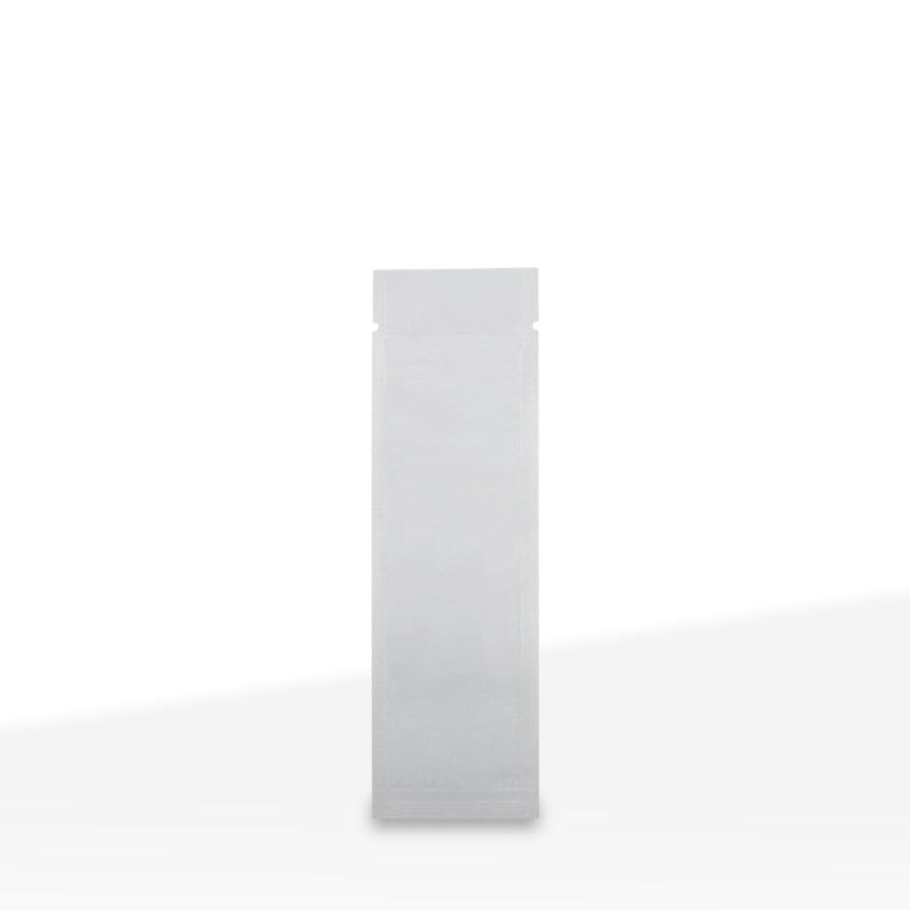 Matte white mylar pouch with clear front window, 2 x 6.75 inches, bulk packaging