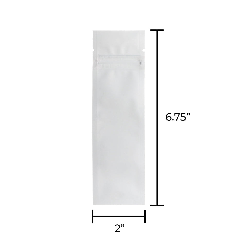 Slim matte white mylar packaging bag with transparent window for small items