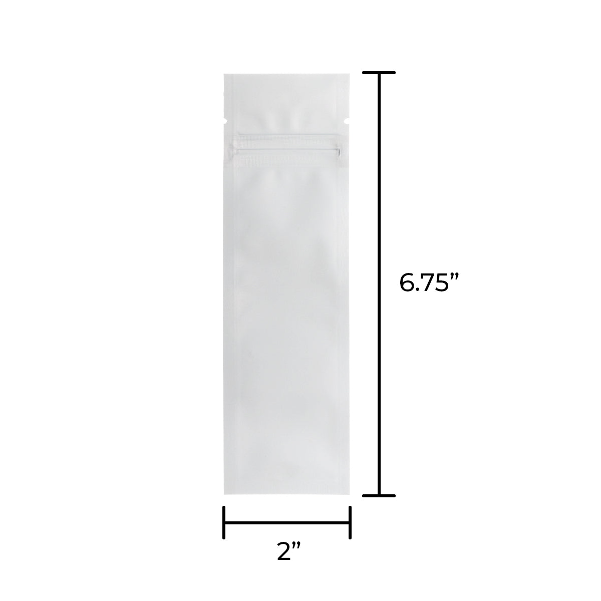 Slim matte white mylar packaging bag with transparent window for small items