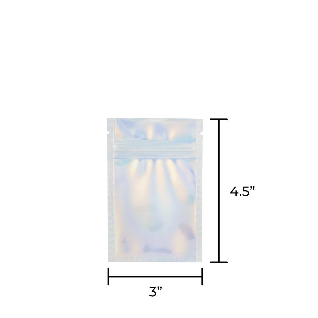 Tamper Evident | Holographic Vista Mylar Bags | 3" x 4.5" - 1g - 1000 Count - Biohazard Inc