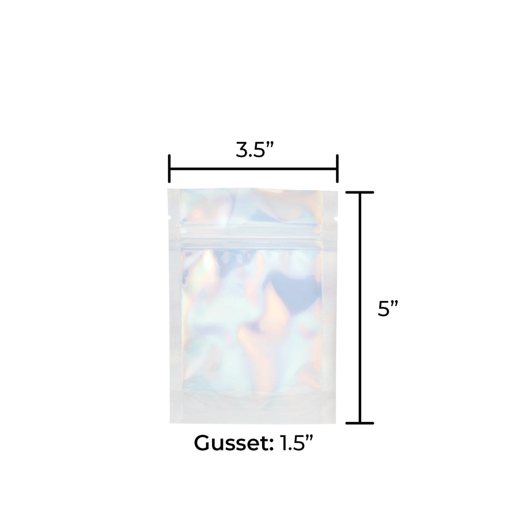 Tamper Evident | Holographic Vista Mylar Bags | 3.5" x 5" - 3.5g - 1000 Count - Biohazard Inc