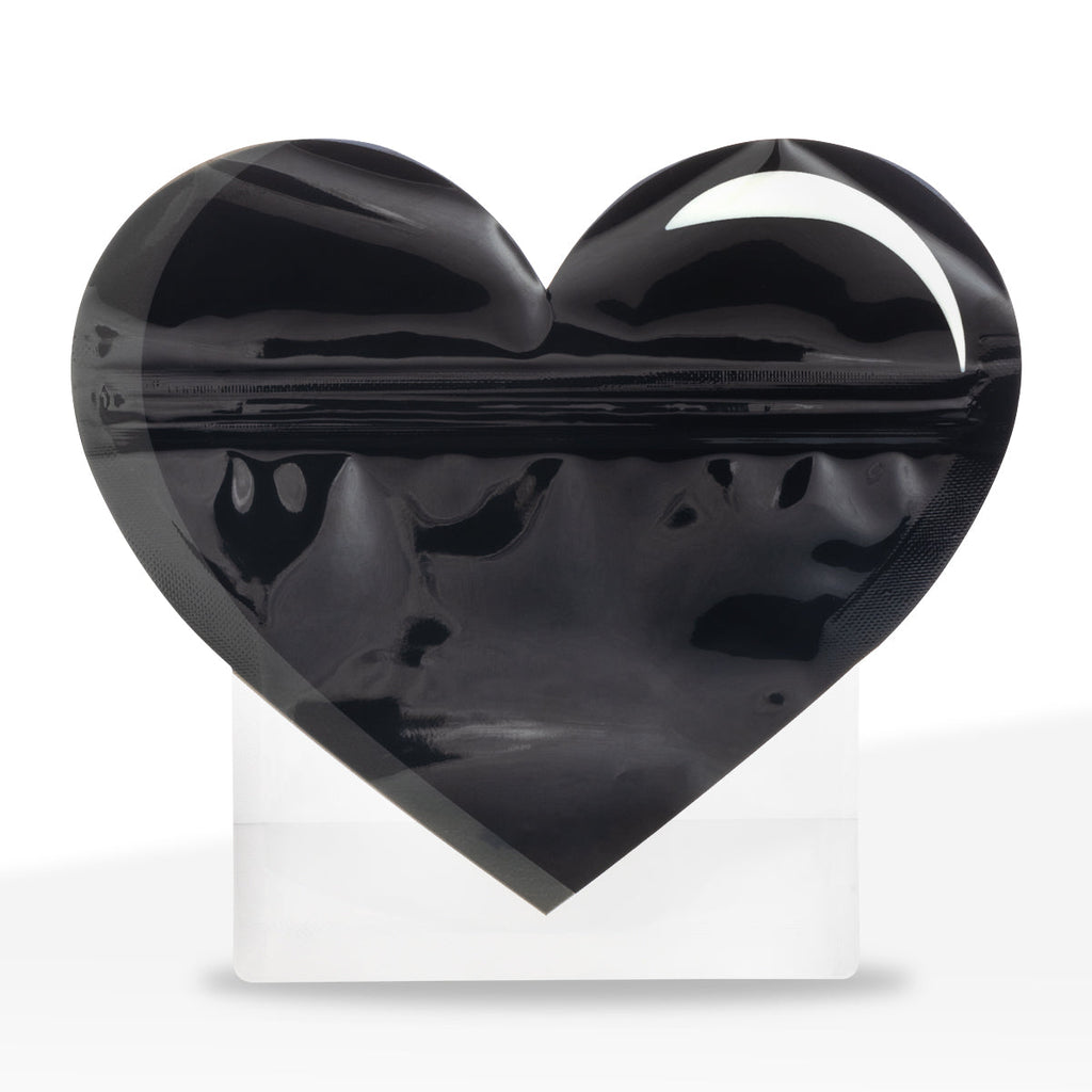 Special Edition | Heart Mylar Bags | 1/8oz - Black - 100 Count - Biohazard Inc