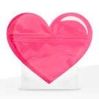 Pink mylar pouch with heart design, 1/8 oz size, flexible packaging