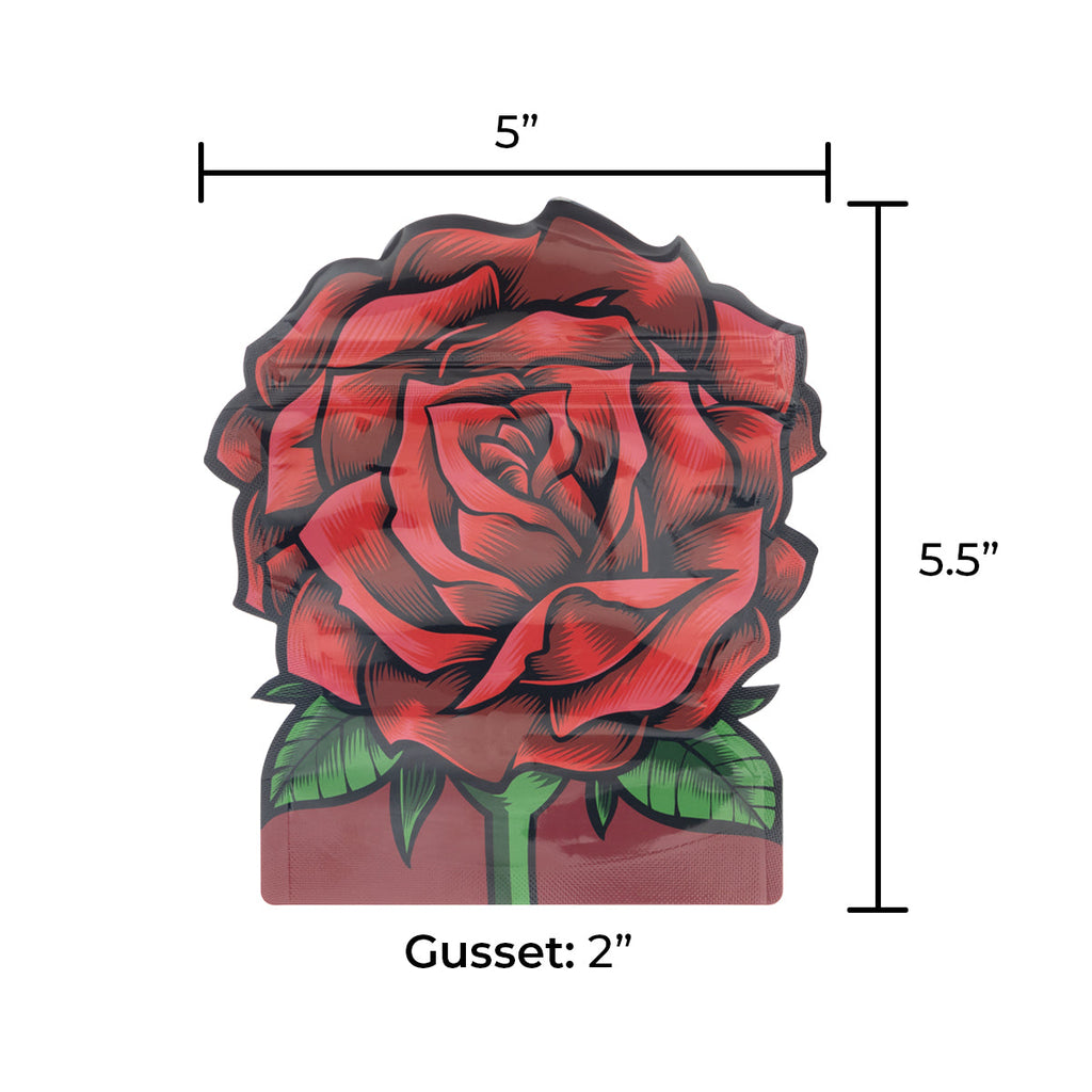 Special Edition | Rose Mylar Bags | 1/8oz - Red - 100 Count - Biohazard Inc