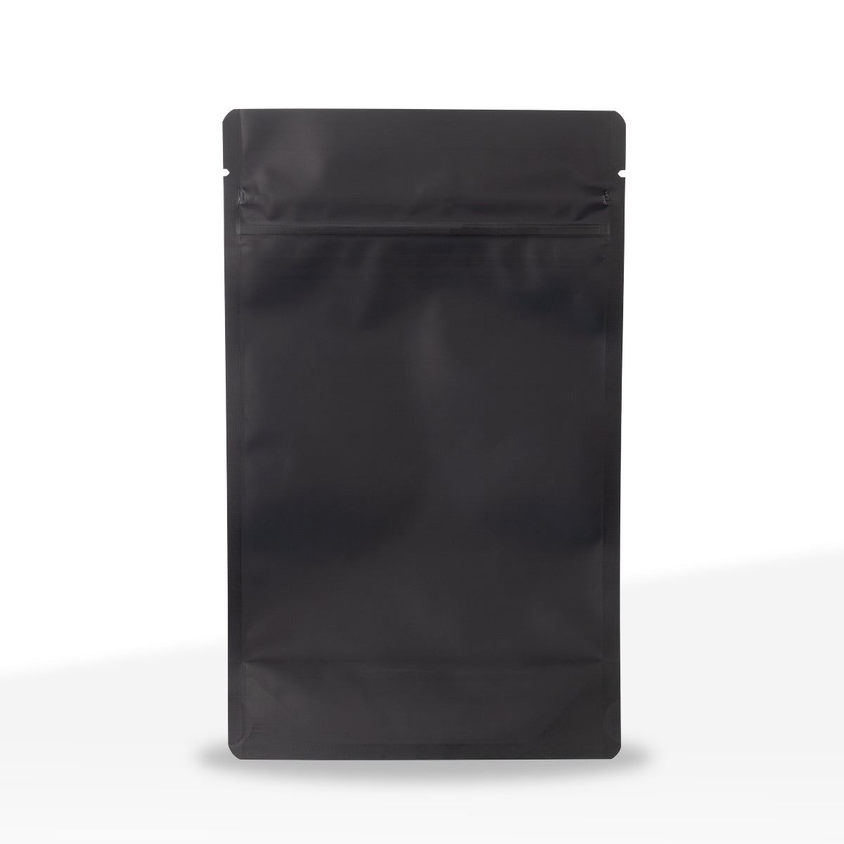 Black mylar pouch with child-resistant zipper, 1/2 oz size, bulk packaging