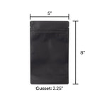 Matte black child-resistant mylar bag for secure flexible packaging, 1/2 ounce