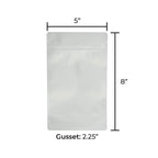 Child-Resistant | Matte Mylar Bags - Tear Notch | 5" x 8" - 14g - 1000 Count - Various Colors - Biohazard Inc - White