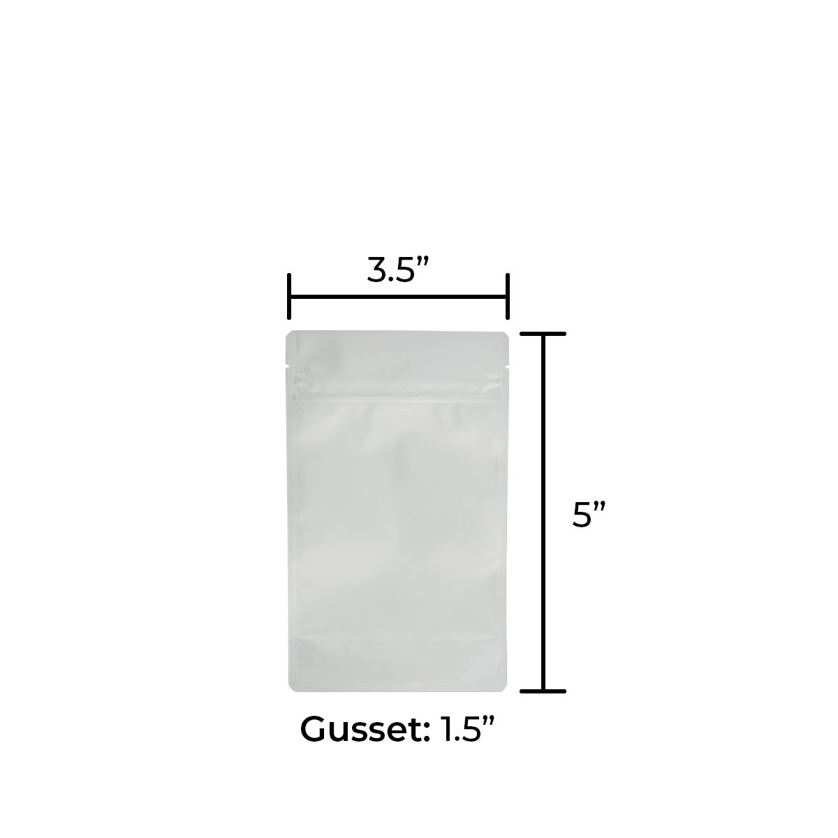 Child-Resistant | Full Matte White Mylar Bags | 3.5" x 5" - 3.5g - 1000 Count