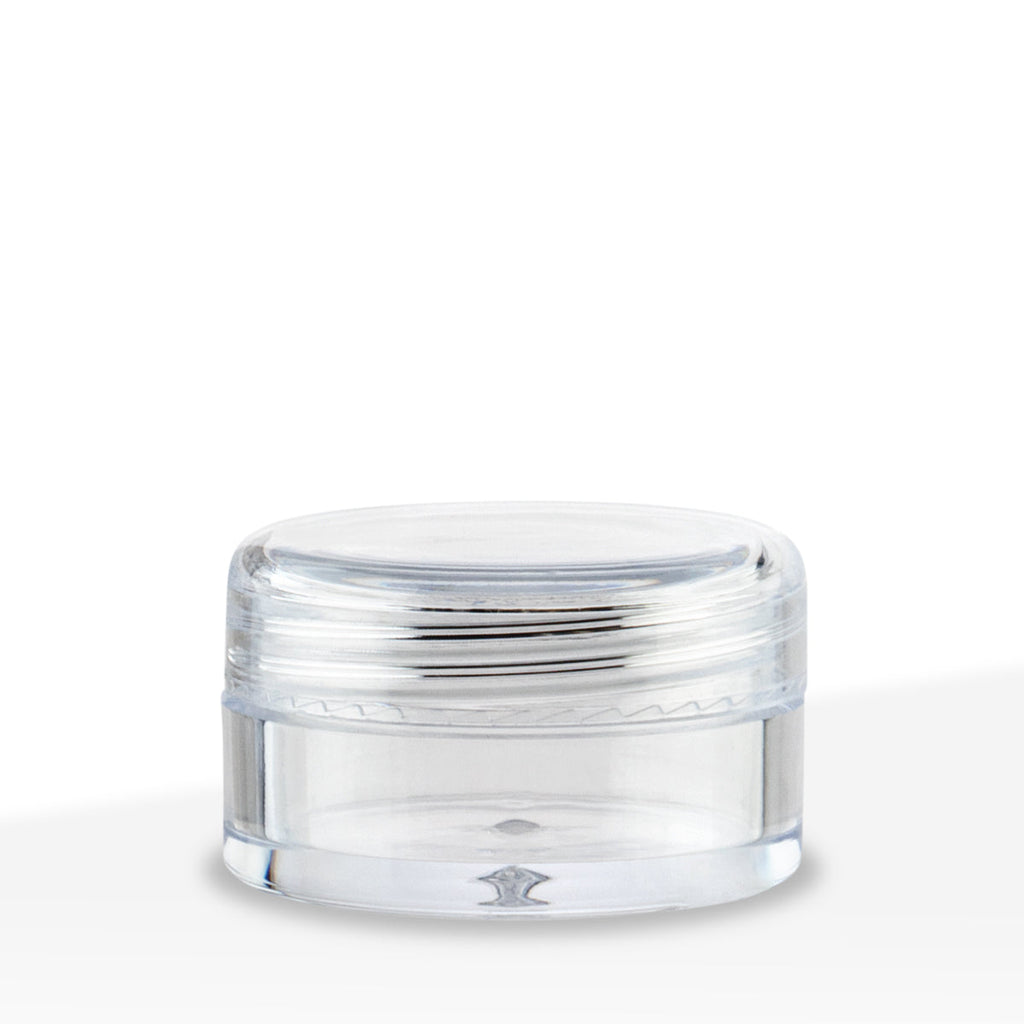Clear plastic screw-top container, 5 ml size, bulk packaging
