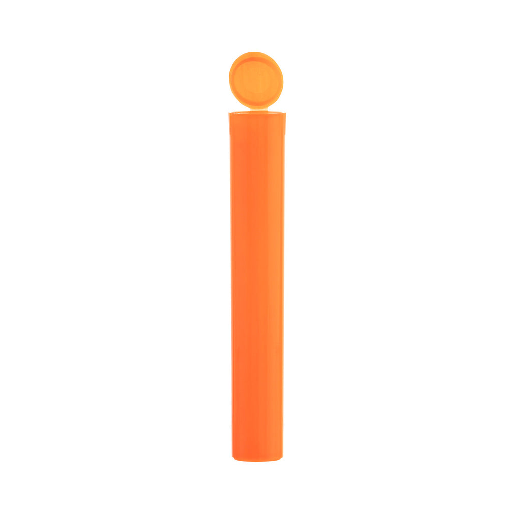 Child Resistant | Pop Top Pre-Roll Plastic Tubes | 116mm - Opaque Orange - 1000 Count - Biohazard Inc