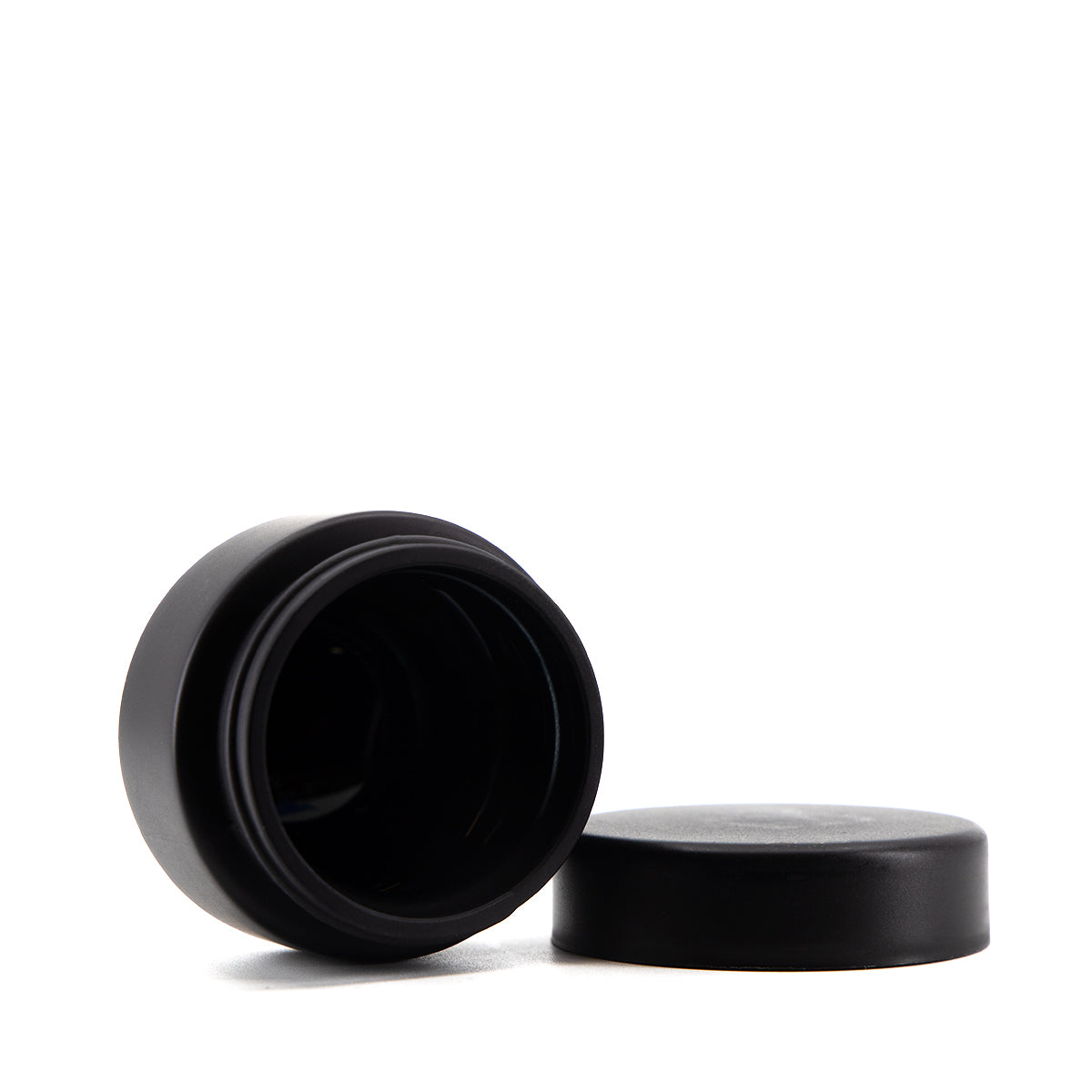 Child Resistant | Straight Sided Glass Jars w/ Flush Caps - Matte Black | 50mm - Various Sizes Child Resistant Jar Biohazard Inc 1oz - 200 Count  