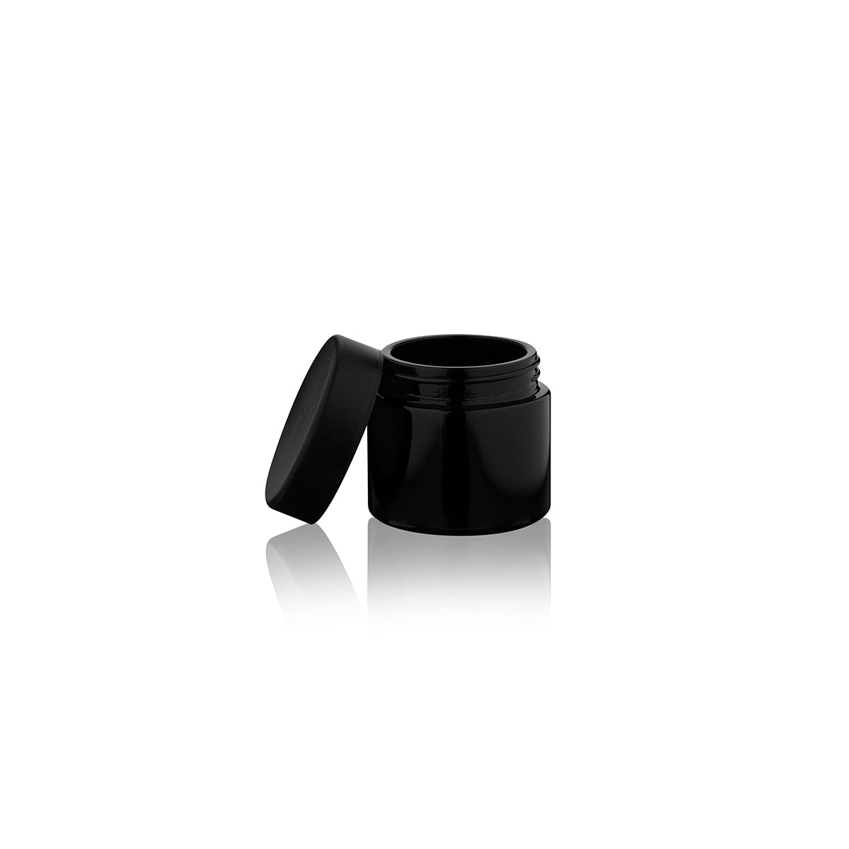 Glass Jar | Child Resistant Straight Sided w/ Flush Caps | 2oz - 200 Count - Black Biohazard Inc