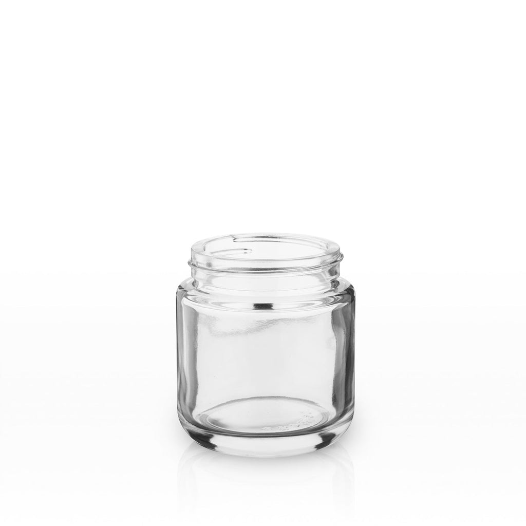 Glass Jar | Rounded Base Heavy Wall Glass Jars - Clear | 53mm - 3.75oz - Various Counts Glass Jar Biohazard Inc 32 Count  