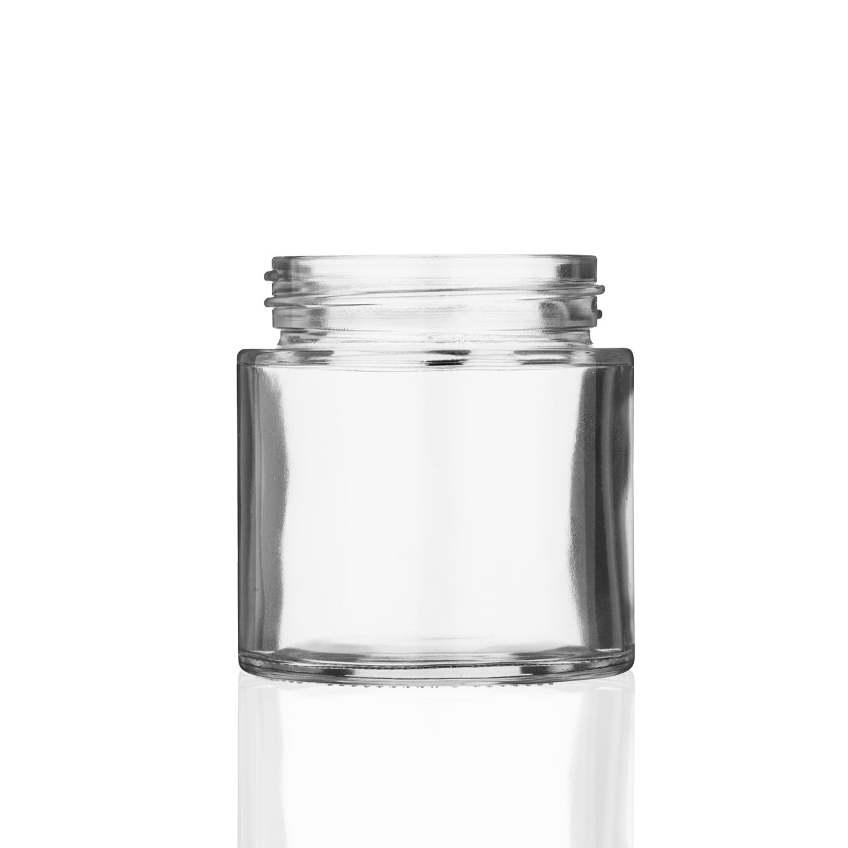 Clear straight-sided glass jar with flush cap, 3 oz size, bulk packaging