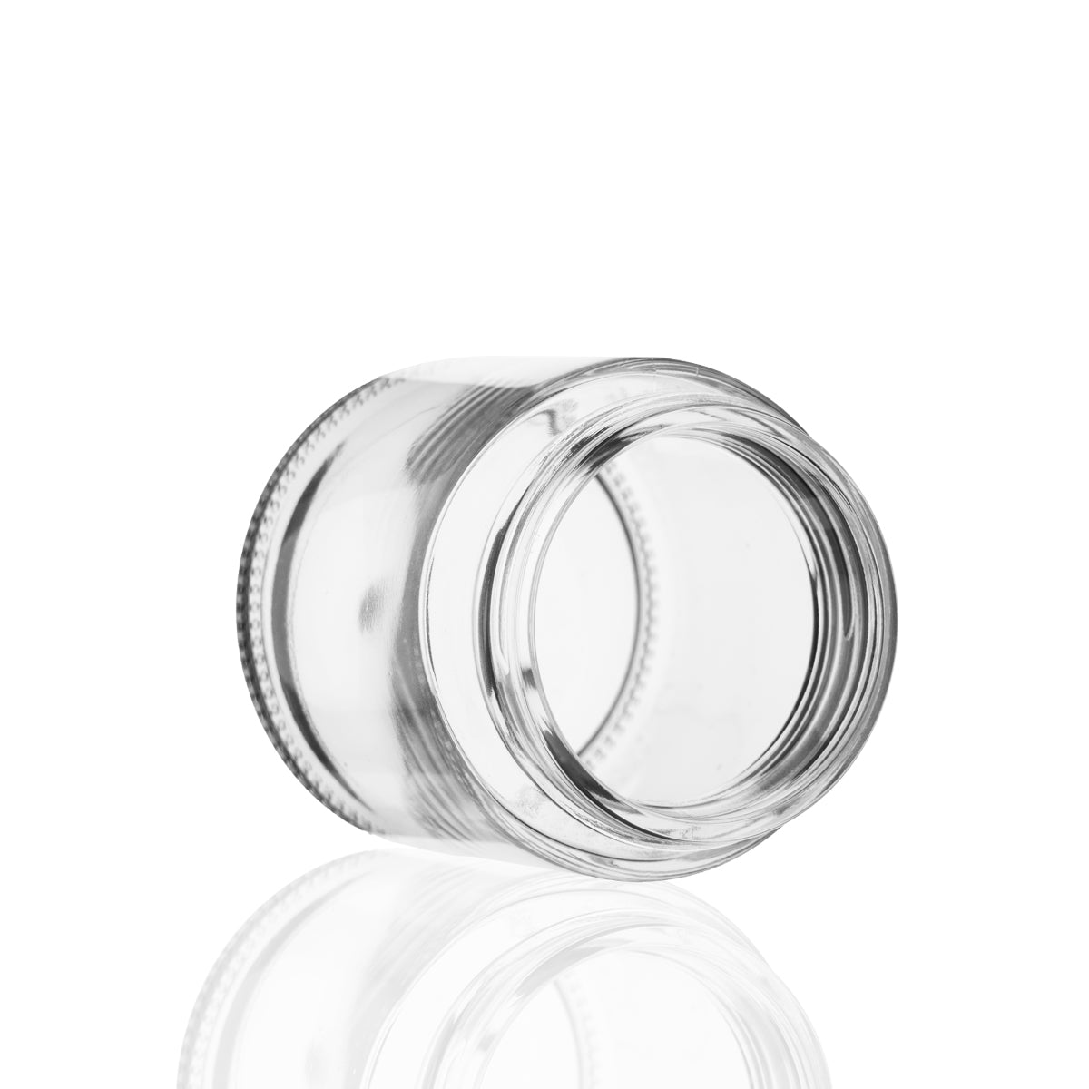 Clear glass jar with straight profile and secure flush cap for professional packaging