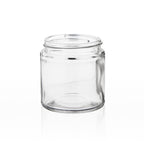 Clear glass jar with straight profile and white screw cap for professional packaging