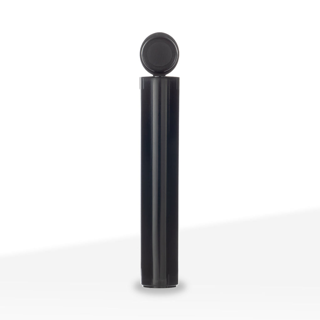 Child Resistant | Pop Top Plastic Pre-Roll Tubes | 98mm - Opaque Black - 1000 Count Biohazard Inc