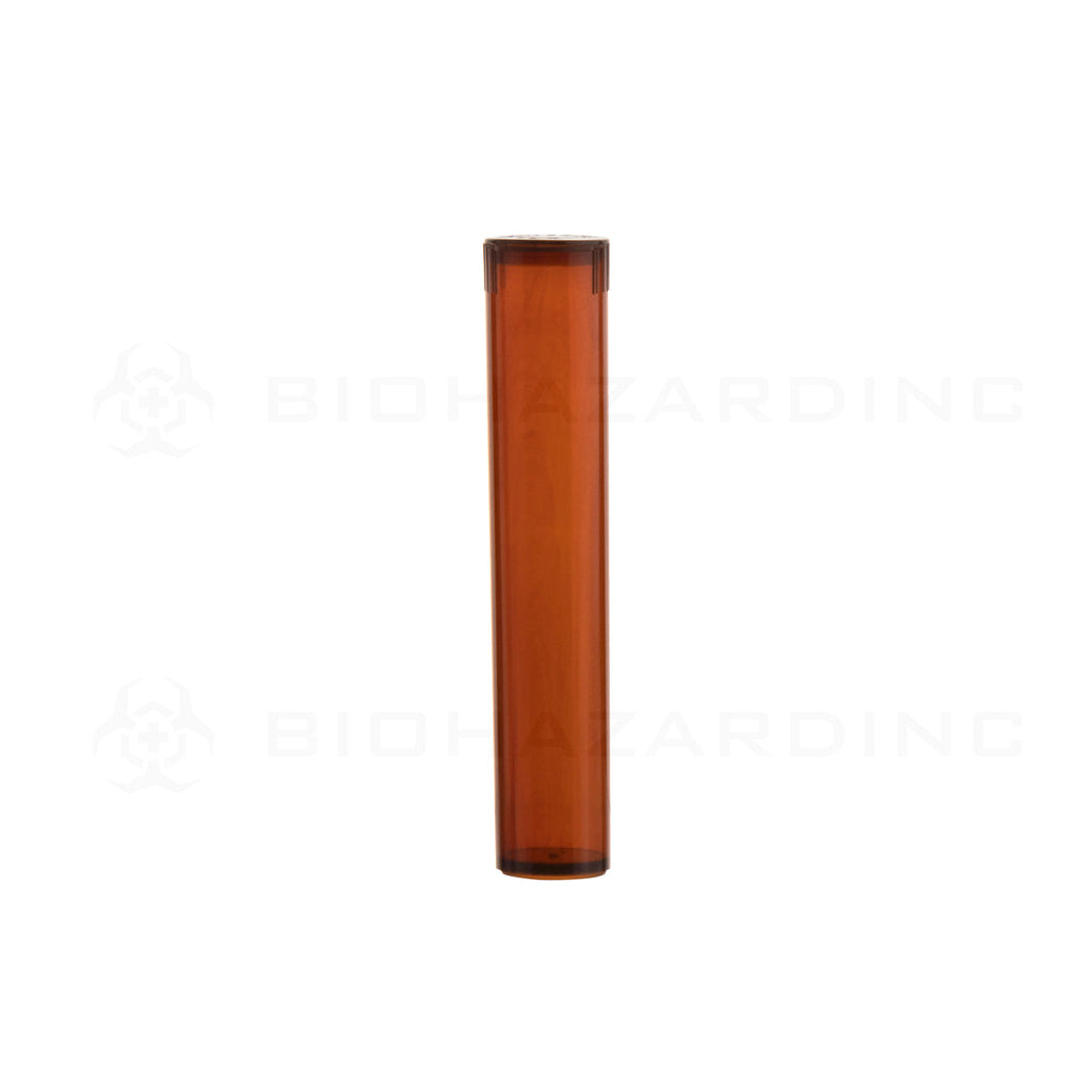 Child Resistant | Pop Top Translucent Plastic Pre-Roll Tubes | 95mm - Amber - 1000 Count Child Resistant Joint Tube Biohazard Inc   