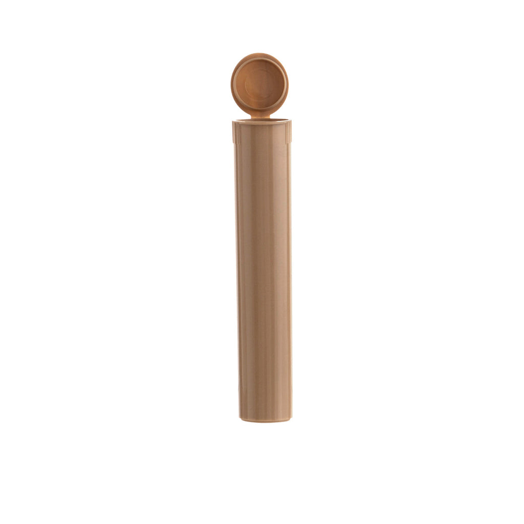 Child Resistant | Pop Top Plastic Pre-Roll Tubes | 95mm - Opaque Kraft - 1000 CT Child Resistant Joint Tube Biohazard Inc 