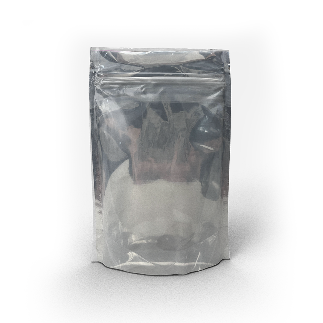 Child Resistant Mylar Bags |  Matte White Vista w/ Tear Notch | 5" x 8" - 14g - 500 Count - Biohazard Inc - Tear Notch