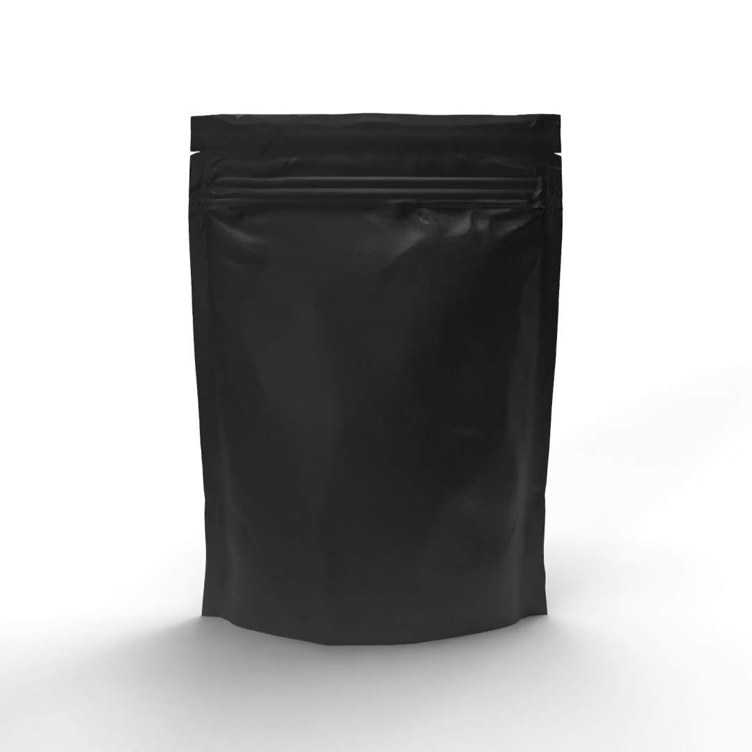 Child Resistant Mylar Bags | Matte Black Vista w/ Tear Notch | 3.5" x 5" - 3.5g - 500 Count - Biohazard Inc - Tear Notch
