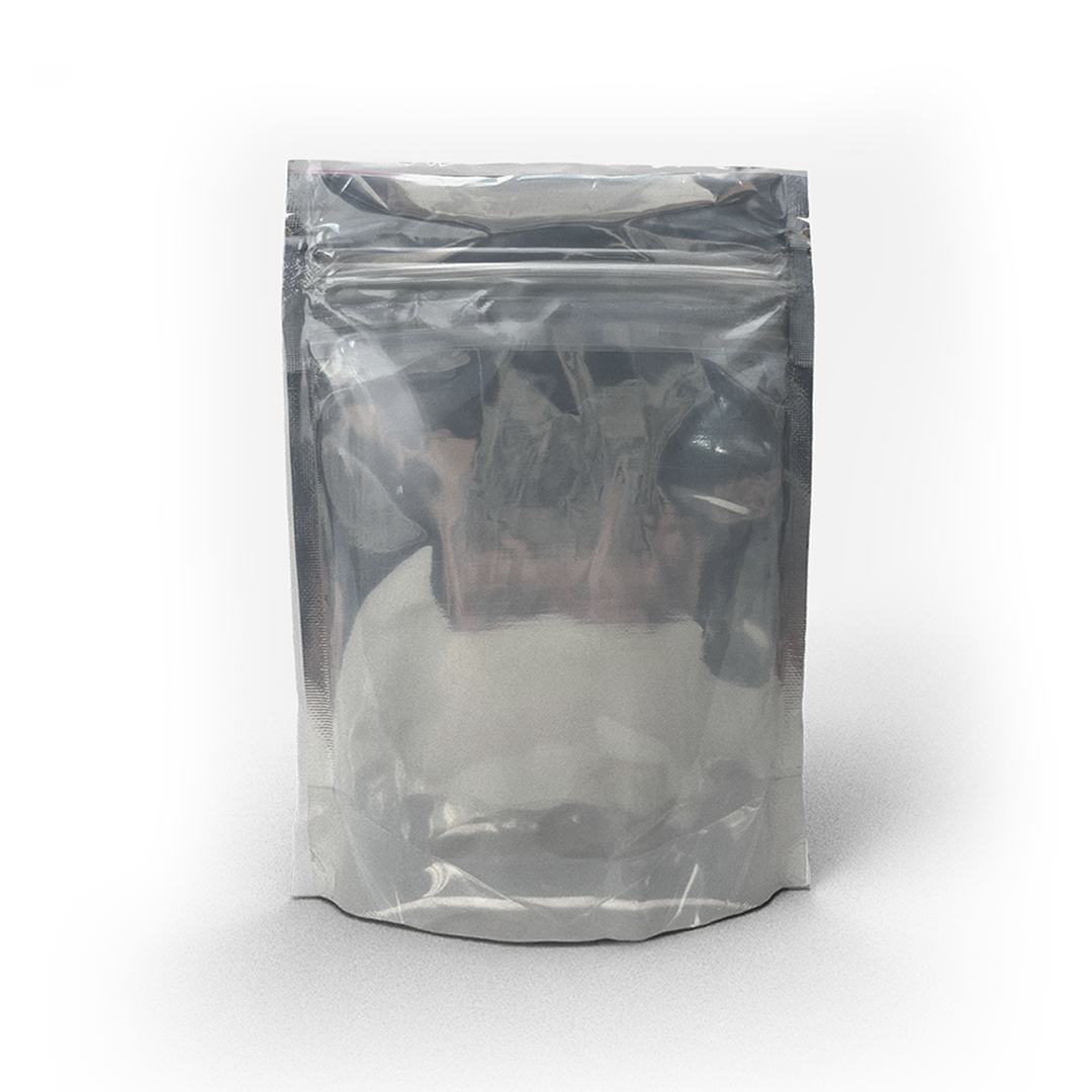 Child Resistant Mylar Bags |  Matte White Vista w/ Tear Notch | 3.5" x 5" - 3.5g - 500 Count - Biohazard Inc - Tear Notch