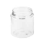 Child Resistant | Straight Sided Plastic Jars w/ Dome Caps - Clear/White | 53mm - 4oz - 100 Count - Biohazard Inc