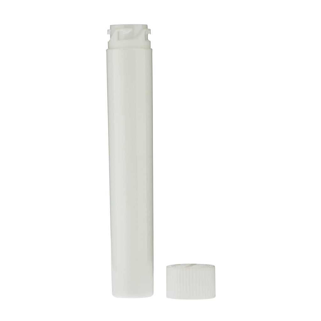Child Resistant | Push & Turn Vape Cartridge White Tubes w/ White Caps | 105mm - 500 Count - Biohazard Inc