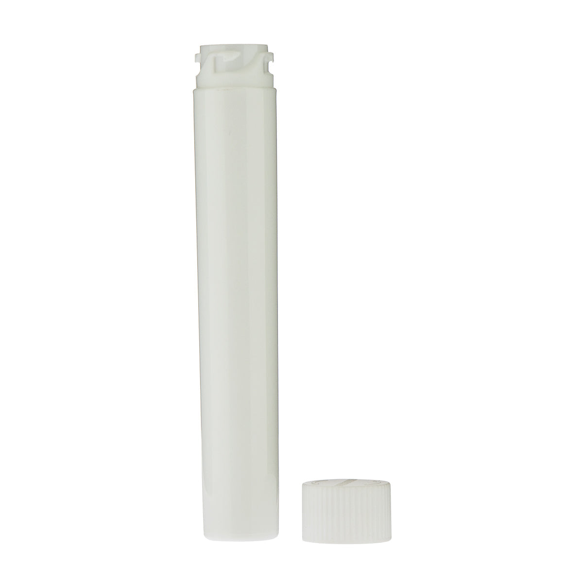 Child Resistant | Push & Turn Vape Cartridge White Tubes w/ White Caps | 105mm - 500 Count - Biohazard Inc